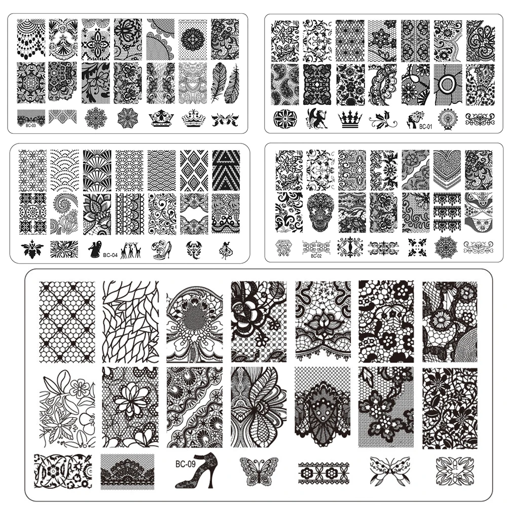 1 шт. пластина для стемпинга нейл арта шаблон кружева Цветочная линия изображения