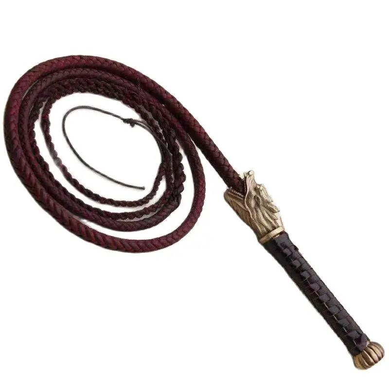 Catazer Pure Cowhide Ringing Whip Top Unicorn Whip Martial Art Whip Shepherd Kungfu Wushu Whip Self Defence Outdoor Fitness