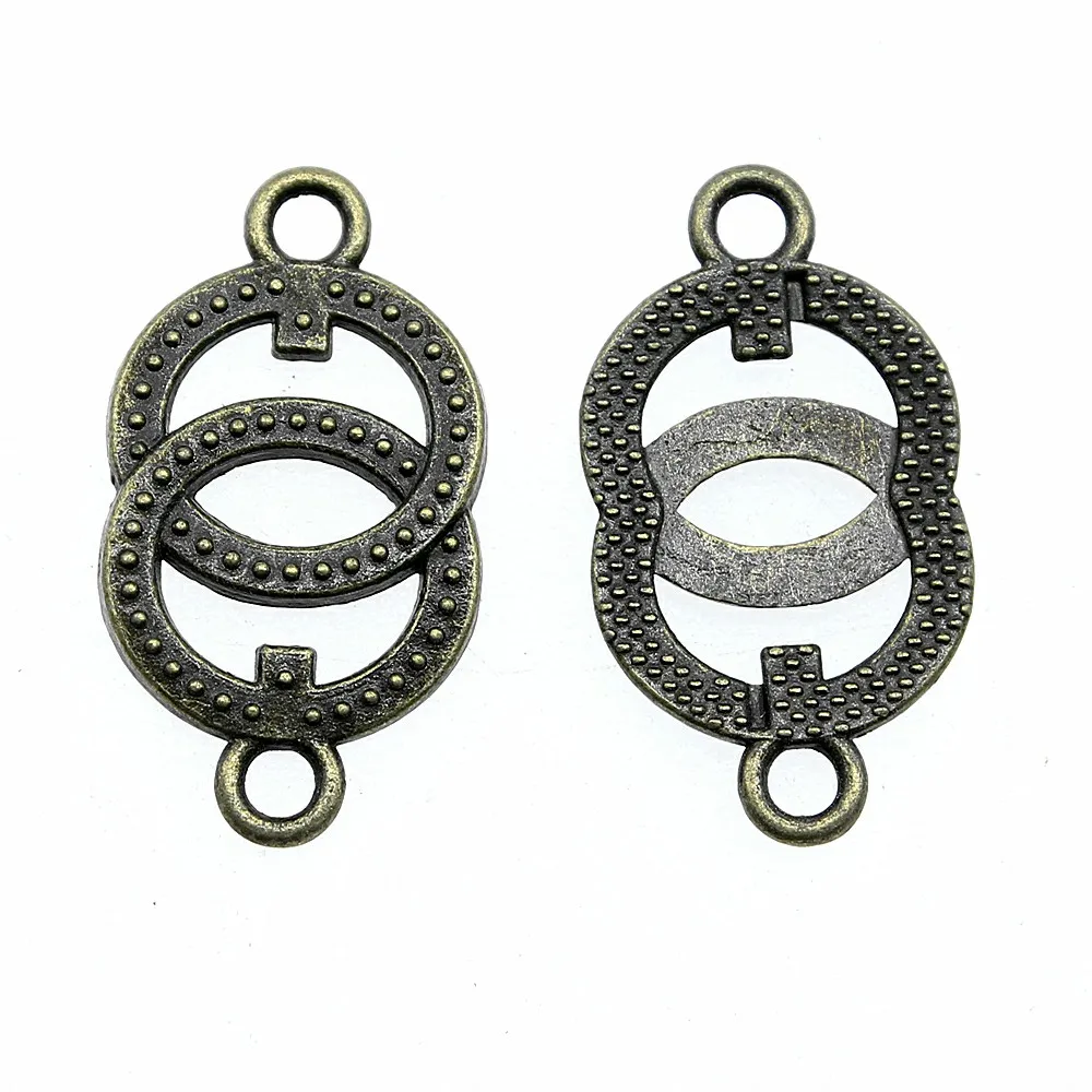 

10pcs 25x13mm Round Connector Charms For Jewelry Making Antique Bronze Color Jewelry Accessories