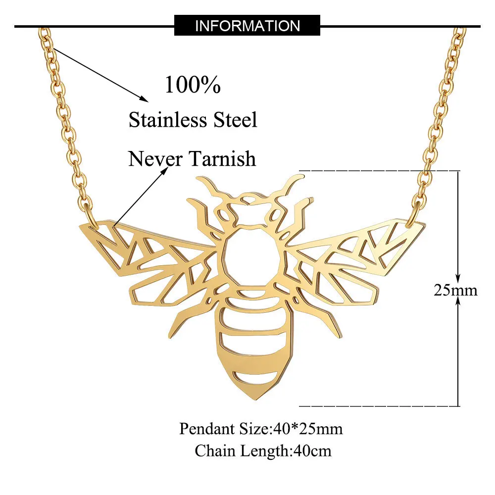Женское ожерелье с подвеской в виде пчелы из нержавеющей стали - купить по