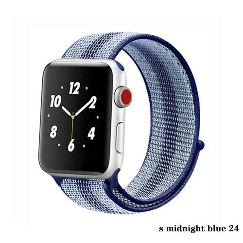 Нейлон pulseira для apple watch band 4 44 мм 40 мм(iwatch 5) apple watch 3 2 1 ремешок 42 мм 38 мм дышащий браслет ремень аксессуары - Цвет ремешка: s midnight blue 24