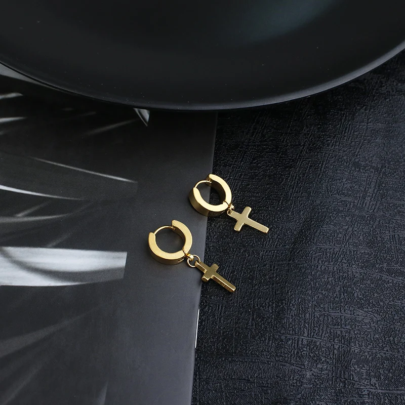 

Серьги-кресты из нержавеющей стали, серьги, серьги в стиле хип-хоп, европейские и американские модные серьги, подарки для нее