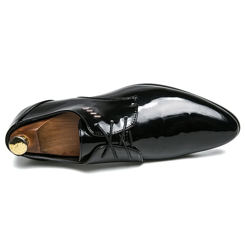 

Adult Men Dress Shoes Plus Size Patent Leather Pointed Toe Social Office Fashion Classic Luxury Wedding Formal Shoes Men