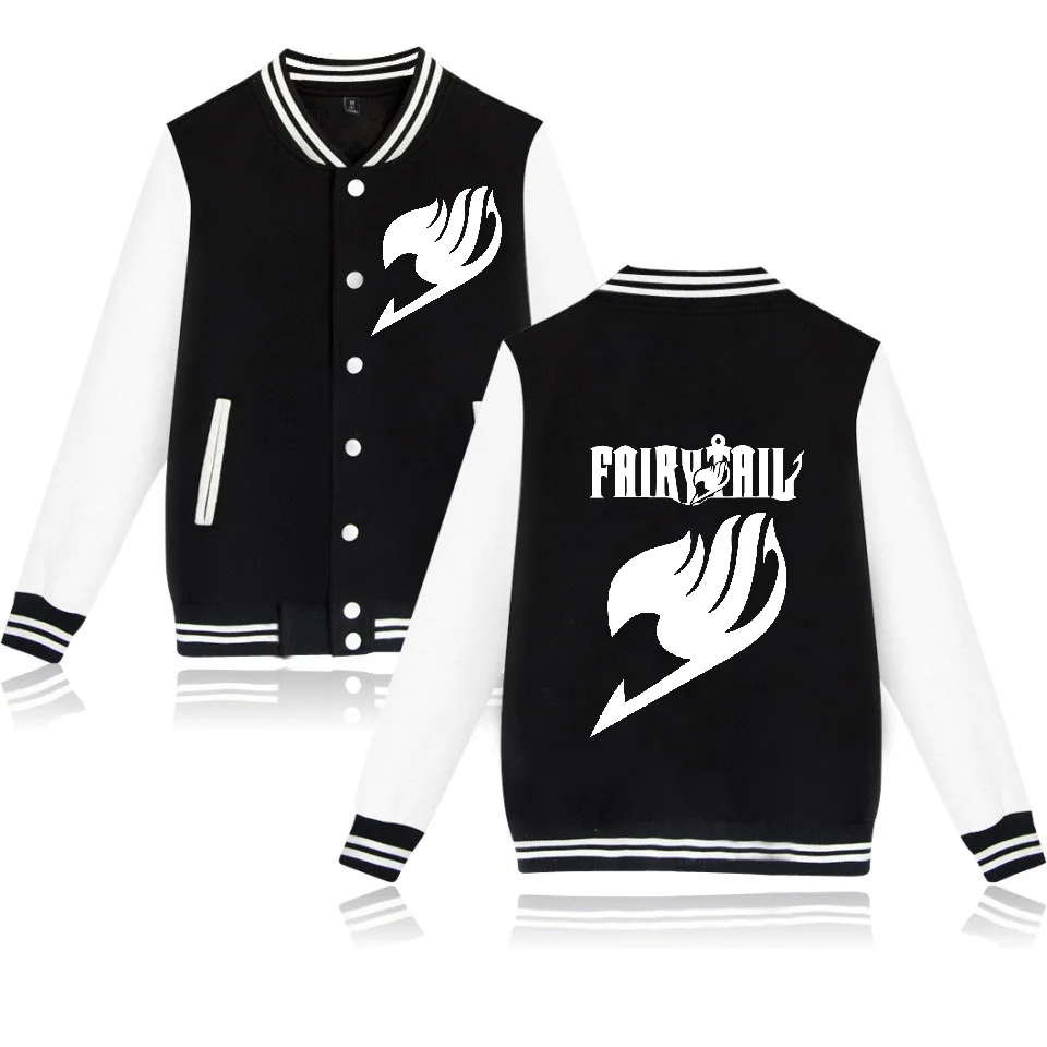 

2021 FAIRY TAIL Jacket Fashion Logo Anime Print Baseball uniform Jackets Sweatshirt Coat Casual Men/Women Hip Hop Jacket