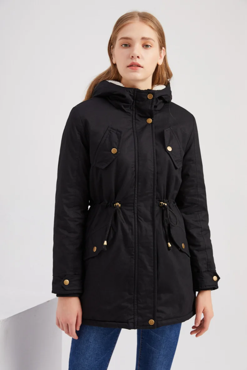 

High Quality Cotton Padded Coat Winter Parkas Jacket Hooded Style Warm Slim Overcoat