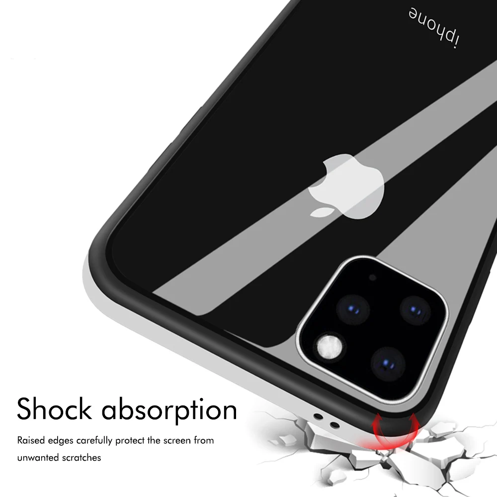 Металлический бампер задняя крышка из закаленного стекла для iPhone XR 11Pro X XS Max 7 86 6s