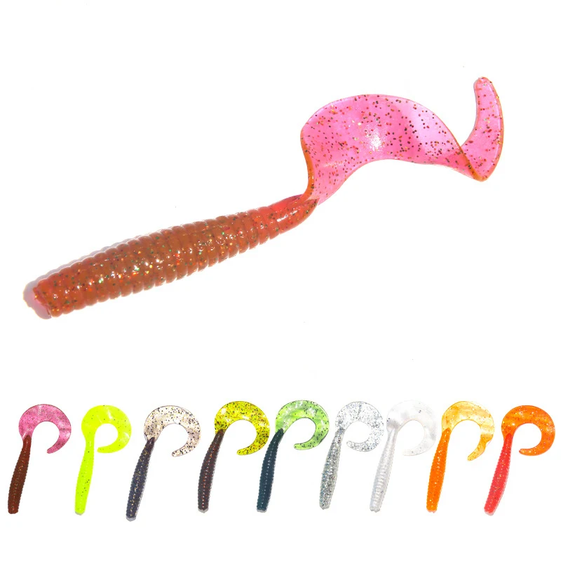 

5Pcs/lot Curly Worms Soft Bait 8cm Jig Wobblers Fishing Lure Shrimp Smell Silicone Artificial Baits Carp Bass Lures Pesca Tackle