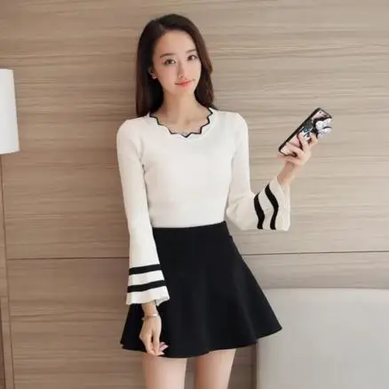 Свитер женский трикотажный с длинным рукавом Осень-зима 2020 | Женская одежда