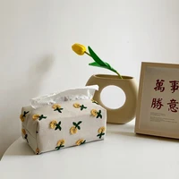 japanese small flower tissue box light luxury carton living room dining room decoration napkin cover lovely cloth cover