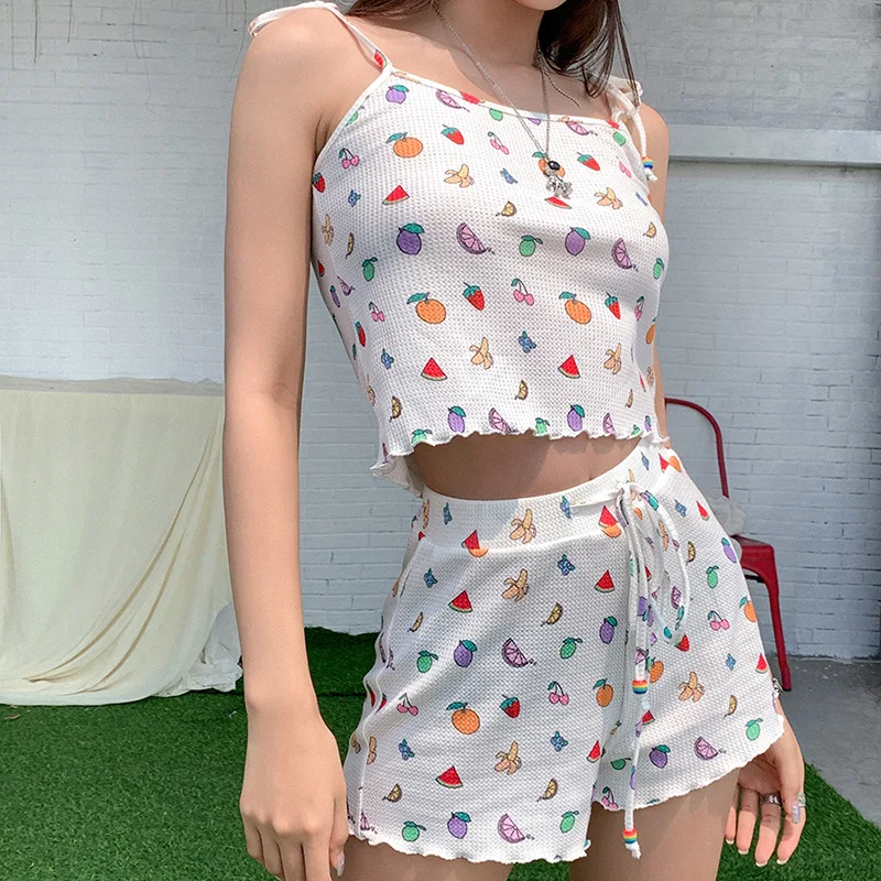 

Spring And Summer New Women's Fashion Printing Condole Belt Shorts Suit Good-Looking Pop Sexy