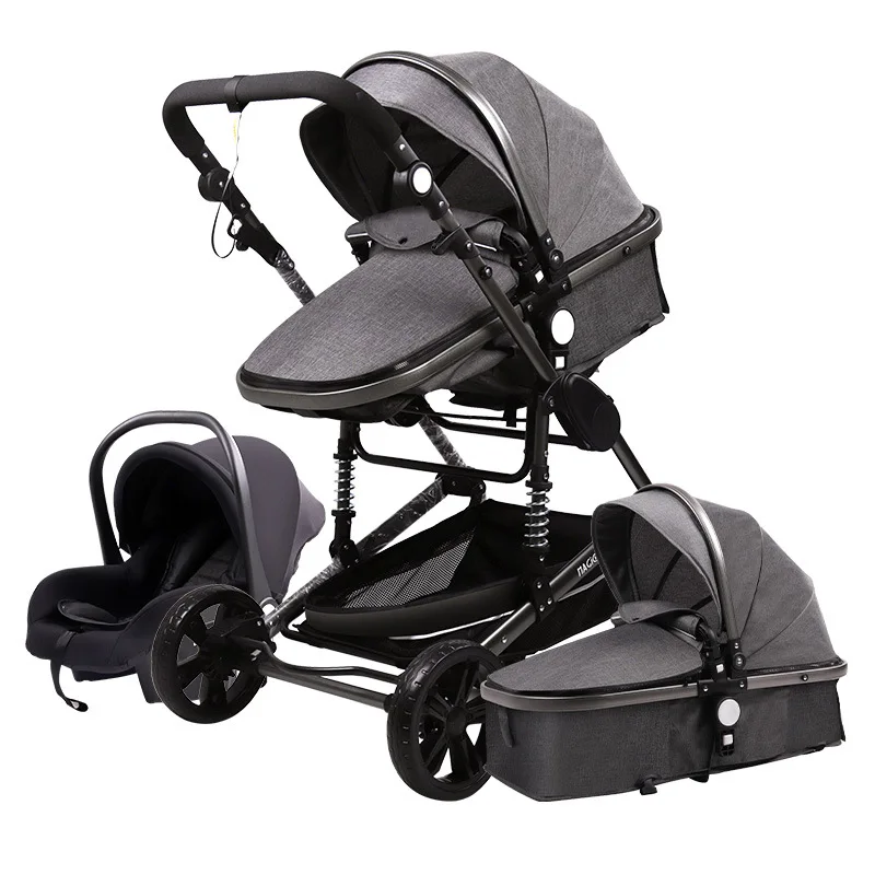 Stroller 3 In 1 Portable Travel Baby Carriage Folding Prams Aluminum Frame High Landscape Car For Newborn  Baby Boomer Poussette