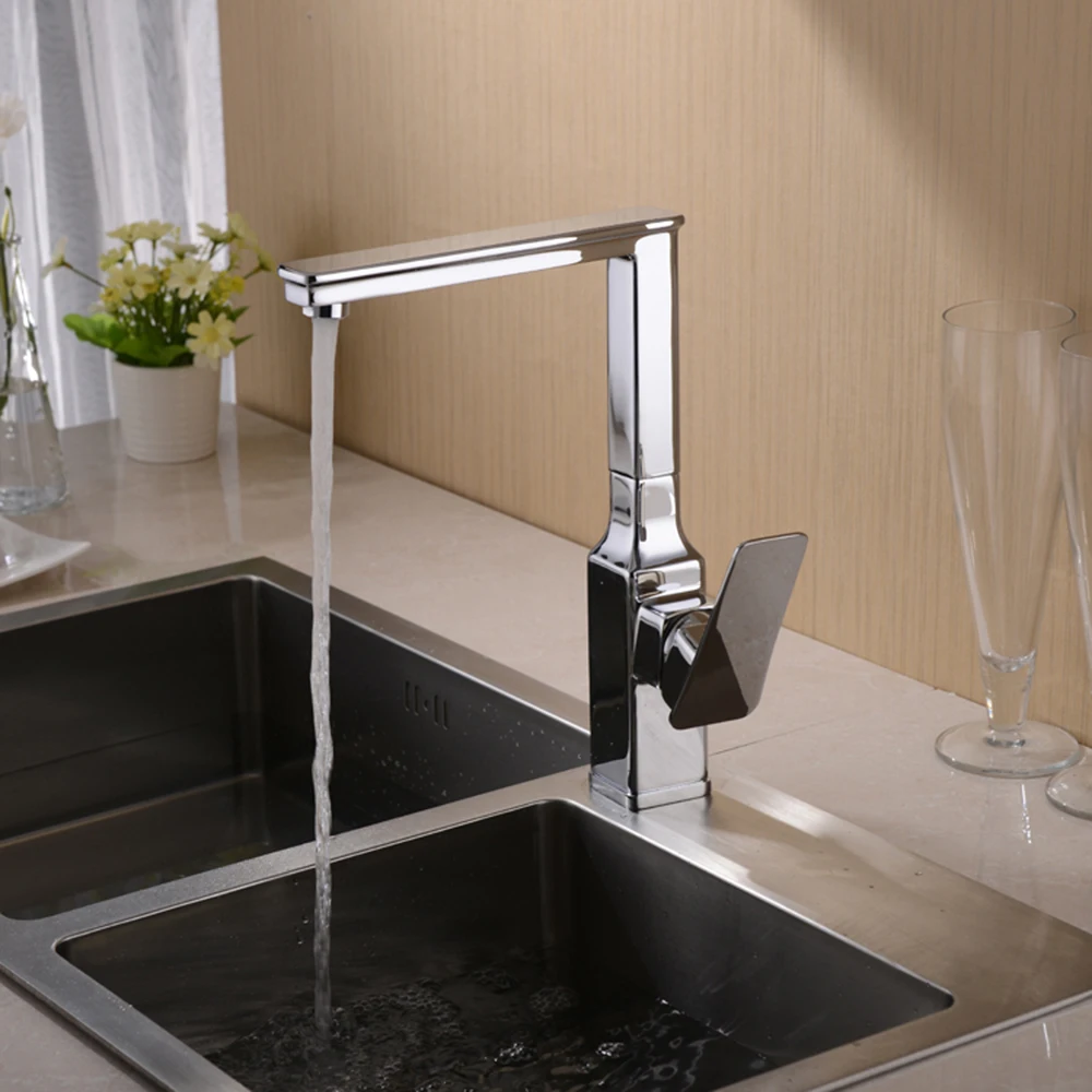 

All-Round Rotation Kitchen Faucet Hot Cold Single Dish Basin Water Tank Fine Bronze Seven Words Water Tap