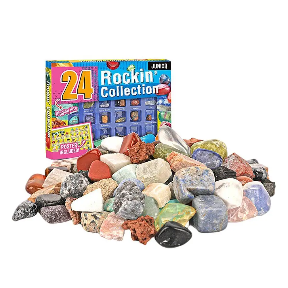 

24 Days Advent Calendar Christmas Countdown Rock Mineral Kits Christmas Gift Preschool Learning Educational Toy Festive Holi