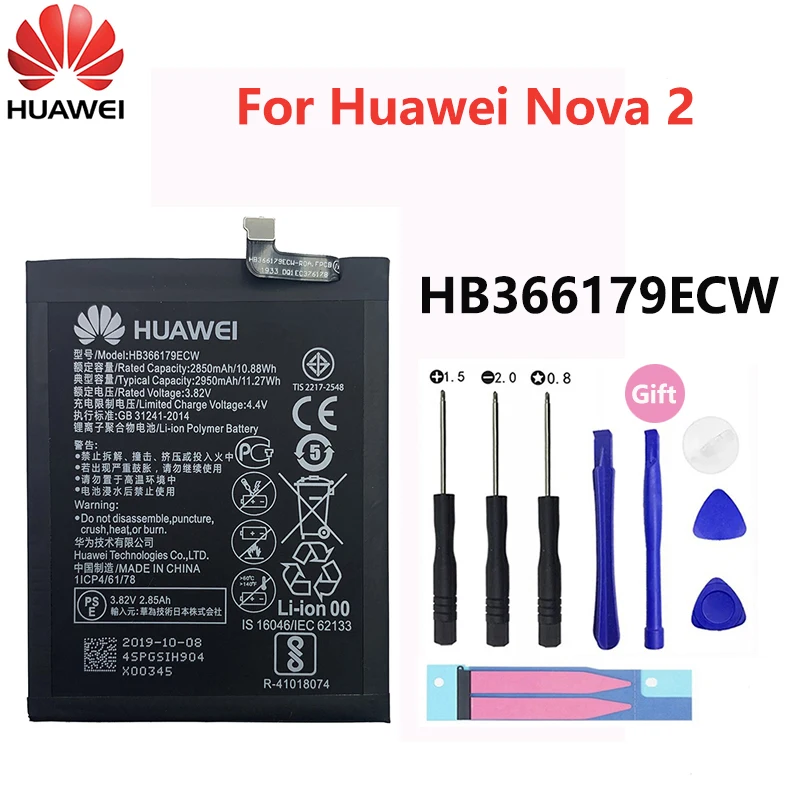 100% Оригинальный запасной аккумулятор Hua Wei для Huawei Nova 2 CAZ-TL00 Nova2 HB366179ECW телефона 2950