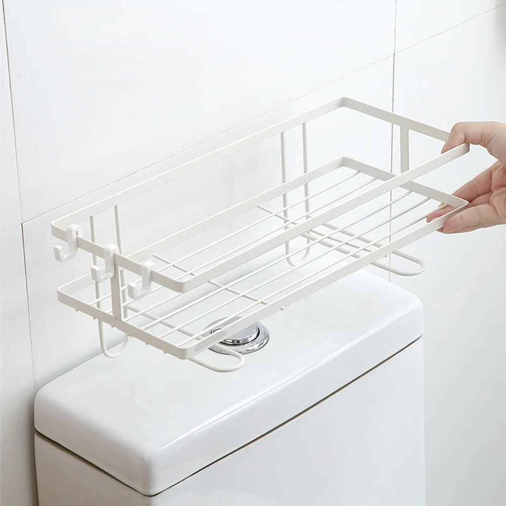 

Reusable Bathroom Organizer Storage Rack Toilet Shelf Shampoo Soap Cosmetic Holder Punch Free Iron Kitchen Shelf Rack Organizer