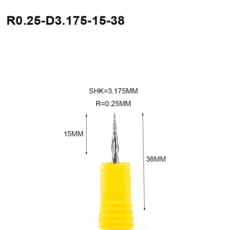 Концевая фреза R0.25 * D3.175 15 38L 2F HRC55 вольфрамовое твердое Карбидное покрытие