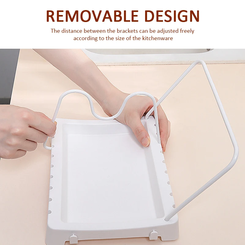 

Creative Four Bracket Spacing Adjustable Cookware Storage Rack With Towel Bar Stainless Steel Bracket Household Kitchen Rack