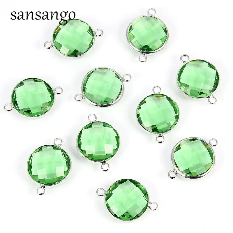 Fashion 10pcs 14mm Multi-Color Round Gold Alloy Crystal Connectors DIY Charms Bracelet Earrings Making Finding For Women Jewelry | Украшения