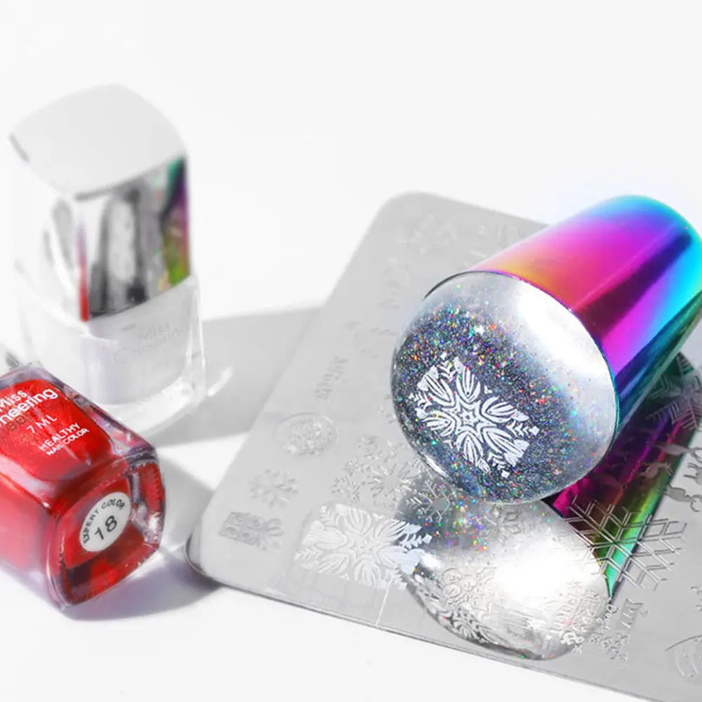 Ручка голографический прозрачный штамп для штамповки пластин ногтей шаблоны