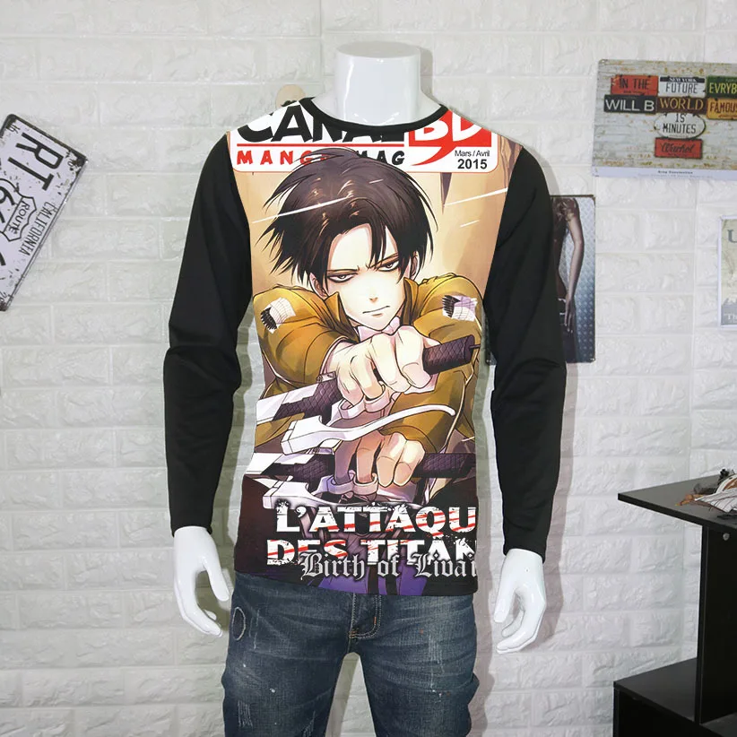 Футболка для косплея атака на Титанов костюмы с длинным рукавом мужчин и женщин