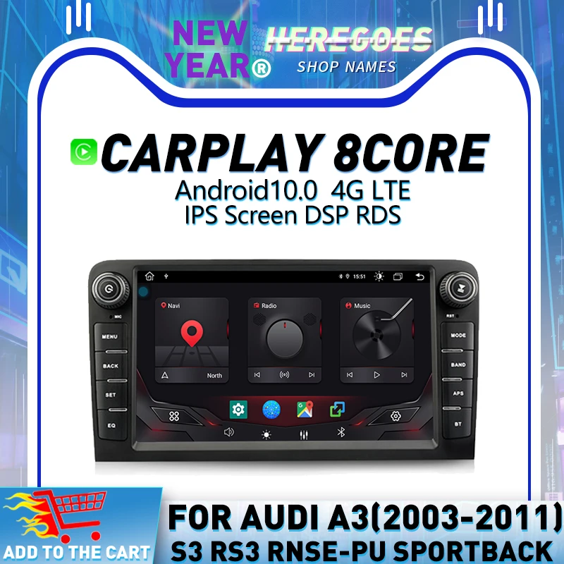 Carplay 8 &quotDSP Android 10 0 32 Гб 64 ГБ Автомобильный dvd плеер GPS Navi Wifi Bluetooth RDS радио для Audi A3 2002