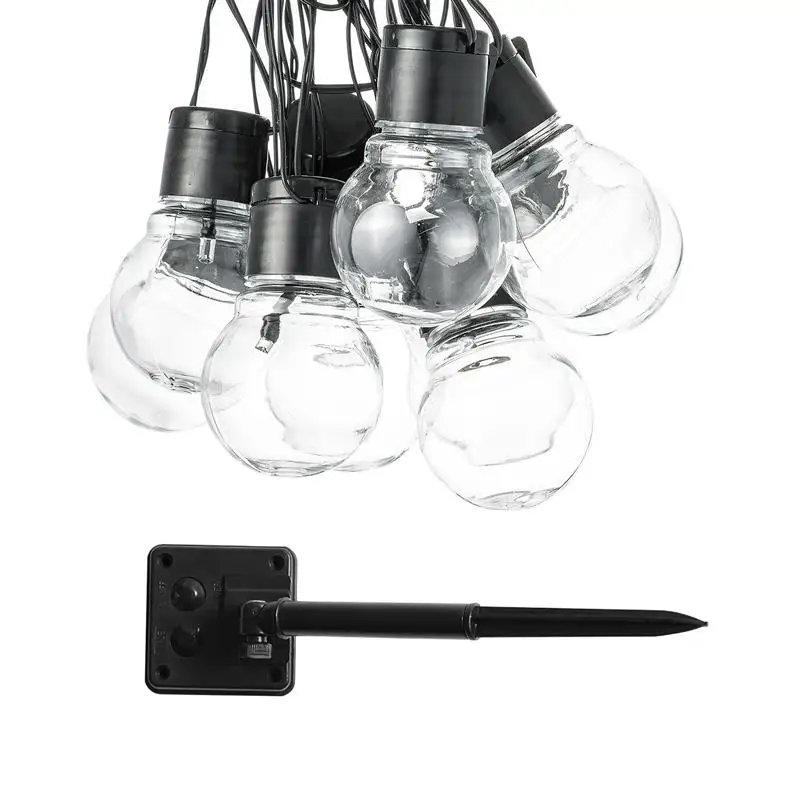 

16.4ft 20LED String Lights Solar Powered Transparent Bulb Light With 2 Lighting Modes For Patio Garden Bar Walkway Patio Party