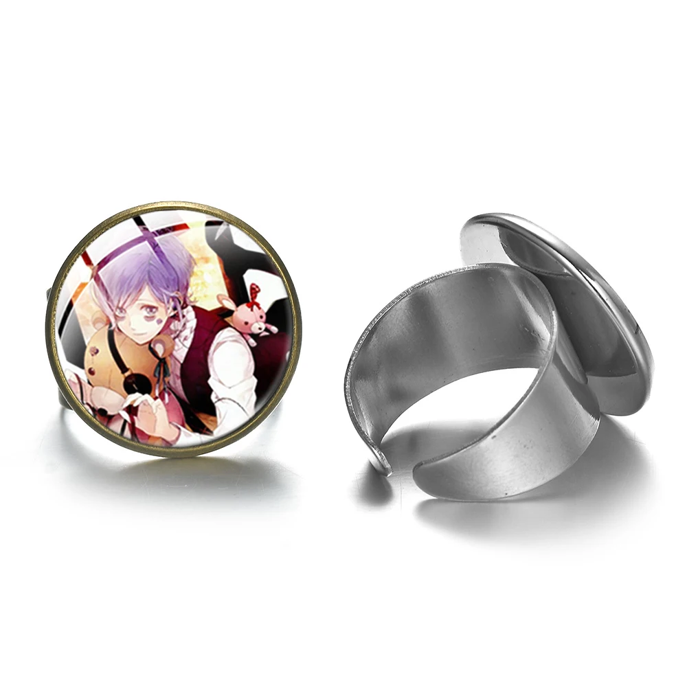 Кольцо на тему аниме Devil IK для влюбленных со стеклянным куполом и мультяшным фото