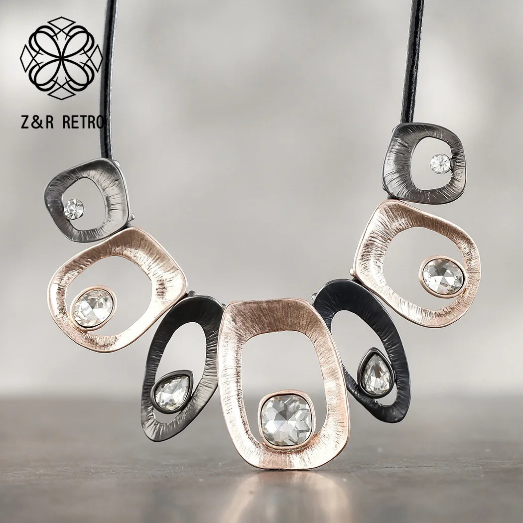 Красочные ожерелья с цепочкой кожаная веревка винтажное женское металлическое