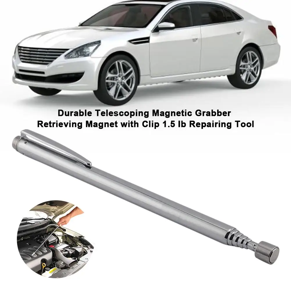 

Car Chassis Durable Telescoping Magnetic Grabber Retrieving Magnet With Clip 1.5 Ib Repairing Tool -suction Stick