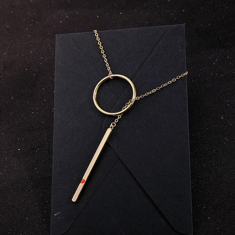 Изысканное золотое ожерелье с круглым кольцом регулируемое длинное кулоном для