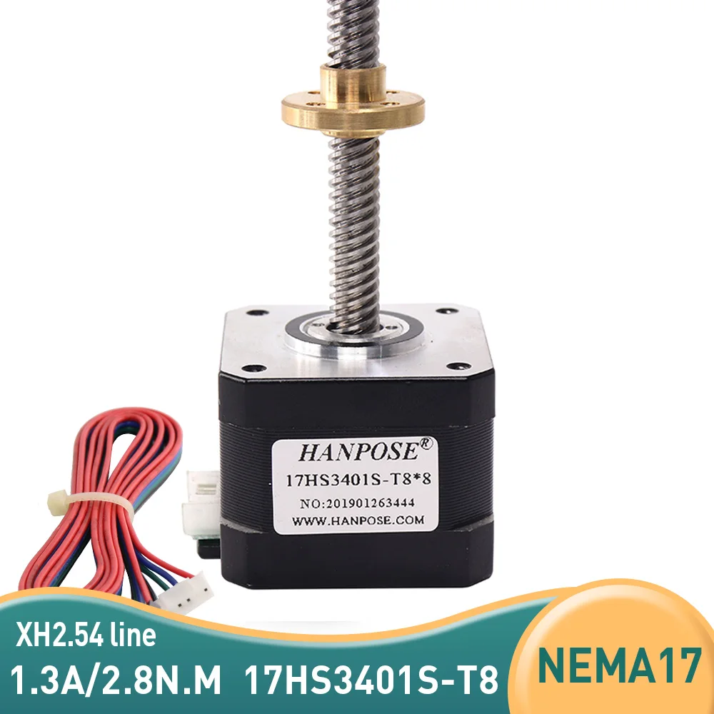 17HS3401S-T8 8 мм шаговый винт с латунной гайкой NEMA17 двигатель 34 1 3 А 28 Н. См кабельной