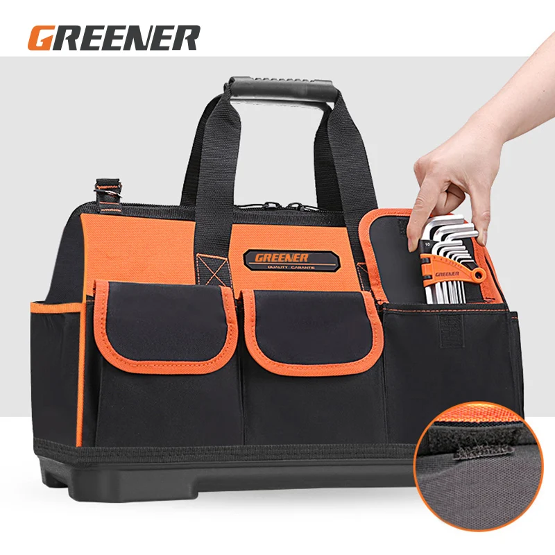 

Greener Upgrade Tool Bag 12.5/15/17/19 in Electrician Bag Oxford Waterproof Wear-Resistant Portable Strong Tool Storage Toolkit