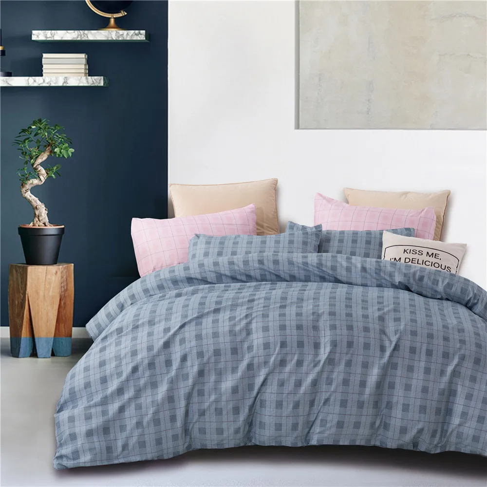 Новый синий клетчатый простой современный европейский Комплект постельного