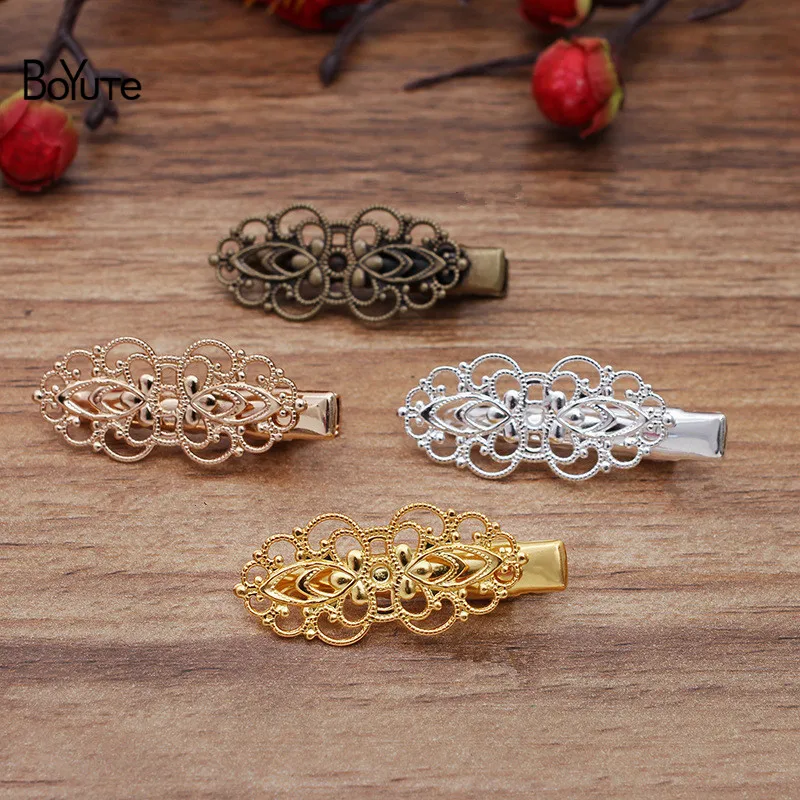 

BoYuTe (20 Pieces/Lot) 15*33MM Filigree Flower Hair Clips Vintage Diy Hand Made Jewelry Accessories Wholesale