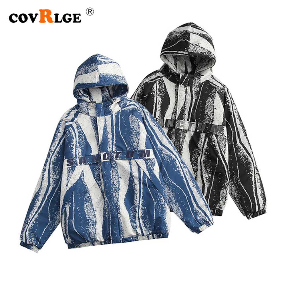 Covrlge Workwear Hooded Plus Velvet Men's Padded Jacket Winter New Trend Casual Couple Jacket Parka Coat Male Streetwear MWM129