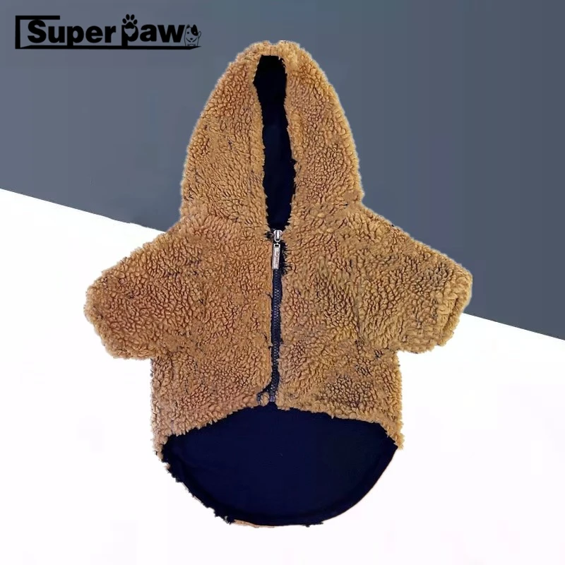 Новинка куртка с капюшоном для домашних питомцев из берберского флиса Зимняя