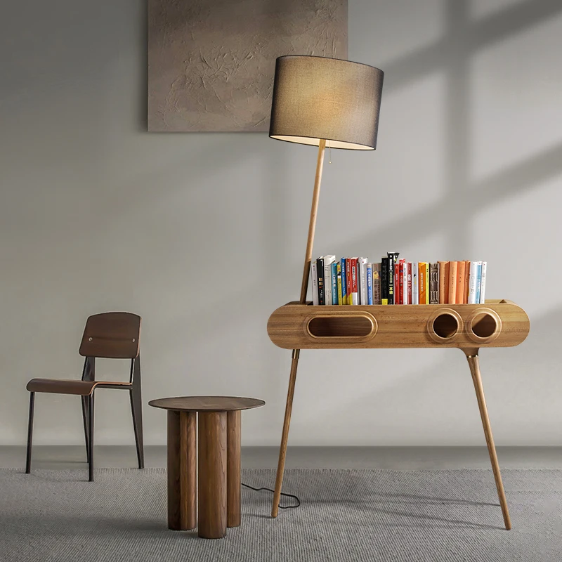 

Креативная Напольная Лампа для хранения, настольная подставка для чтения, вертикальная Встроенная деревянная полка