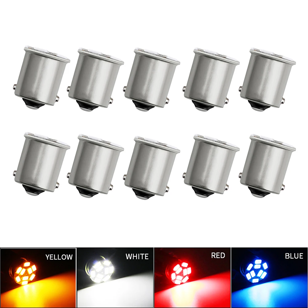 10 шт. автомобильные DRL дневные ходовые огни S25 1156 BA15S розетка передние задние сигнальные лампы лампа заднего хода 12 В диод белый желтый красный