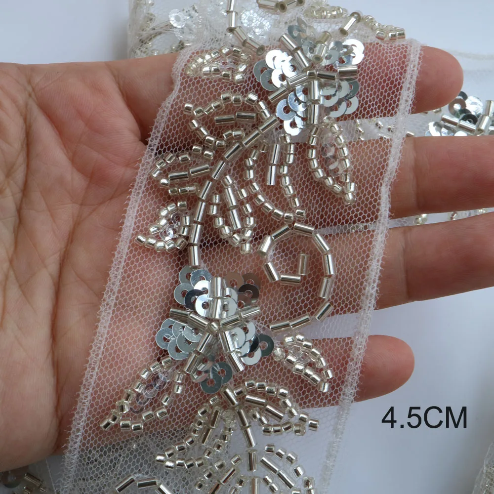 Кружевная отделка для одежды с блестками и цветами 1 ярд | Дом сад