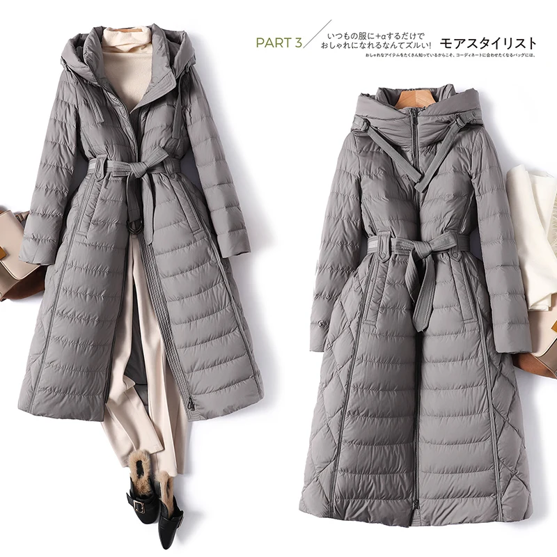 

SHUCHAN дизайнерские женские пальто и куртки зима 90% белый гусиный пух 150g-200g молния с капюшоном тонкая высокая уличная мода
