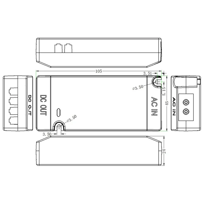 100pcs DC 12V 24V 30W Fireproof Safe drive 6 Ports 2510 Injector Power Adapter LED Cabinet Closet Light Drive for Led light | Лампы и