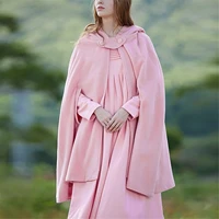 hooded outerwear women halloween cosplay costumes oversize solid color capes ponchos winter clothes y2k coat chaqueta femenina
