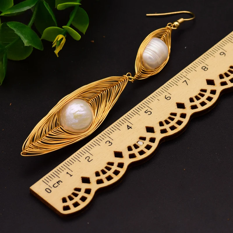 

Original Design Natural Fresh Water Baroque Pearl Handmade Drop Earrings For Women Girls Wedding Custom Fine Jewelry Accessories