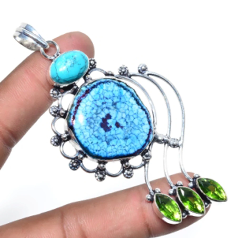 Грубая гранатовая Подвеска Серебряное покрытие над медью 89 мм P6102|Подвески| |