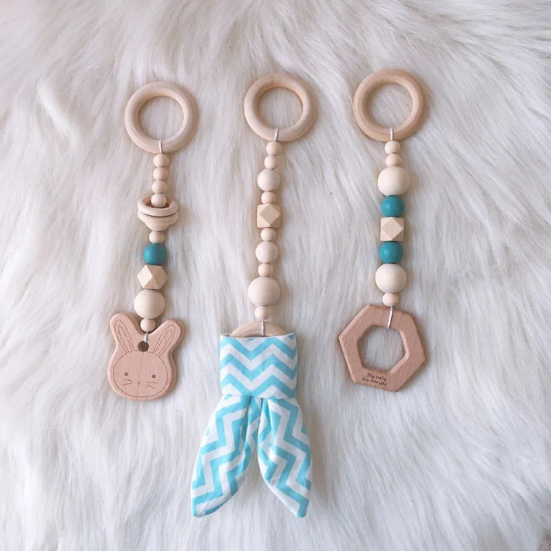 

3PCS Nordic Style Cartoon Wooden Hanging Decorative Ornament Crafts For Baby Nursery Room Decoration 6 Colors