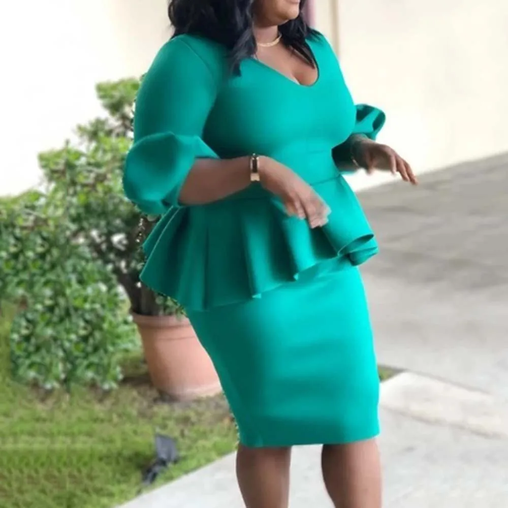 Женское облегающее платье размера плюс простое офисное элегантное сексуальное с