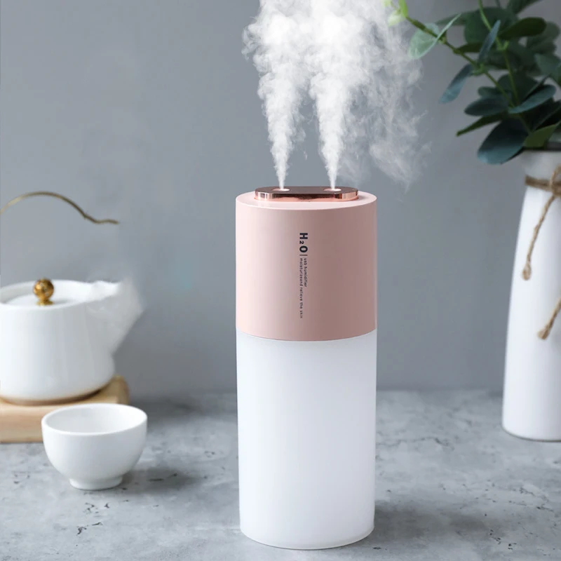 

Double Mist Humidifier 400ML Diffuser Wireless Air Humidifier Rechargeable Air Purifier Cool Mist Maker With Colorful Lamp Light