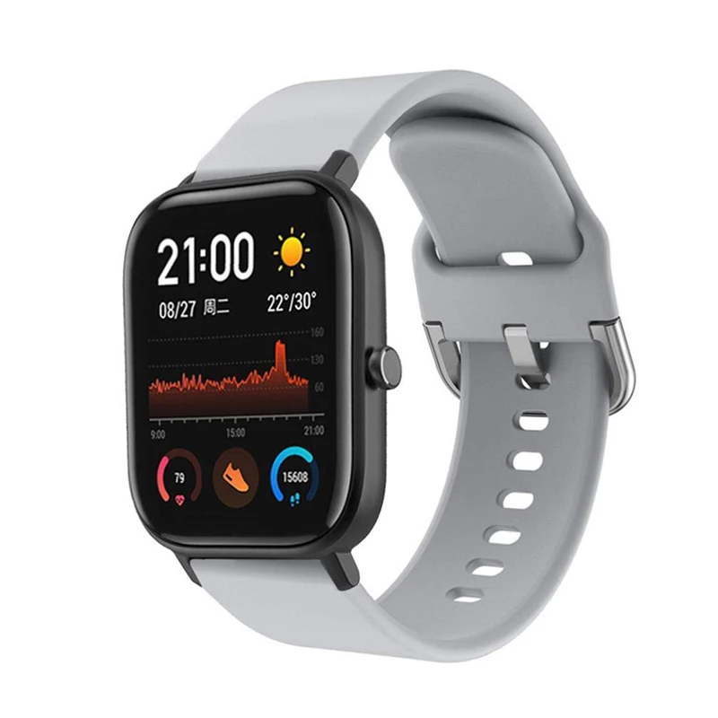 Ремешок силиконовый для amazfit bip Huawei watch GT/2/2e/Pro браслет Samsung Galaxy Watch Active 2 46 мм 42 S3 Frontier