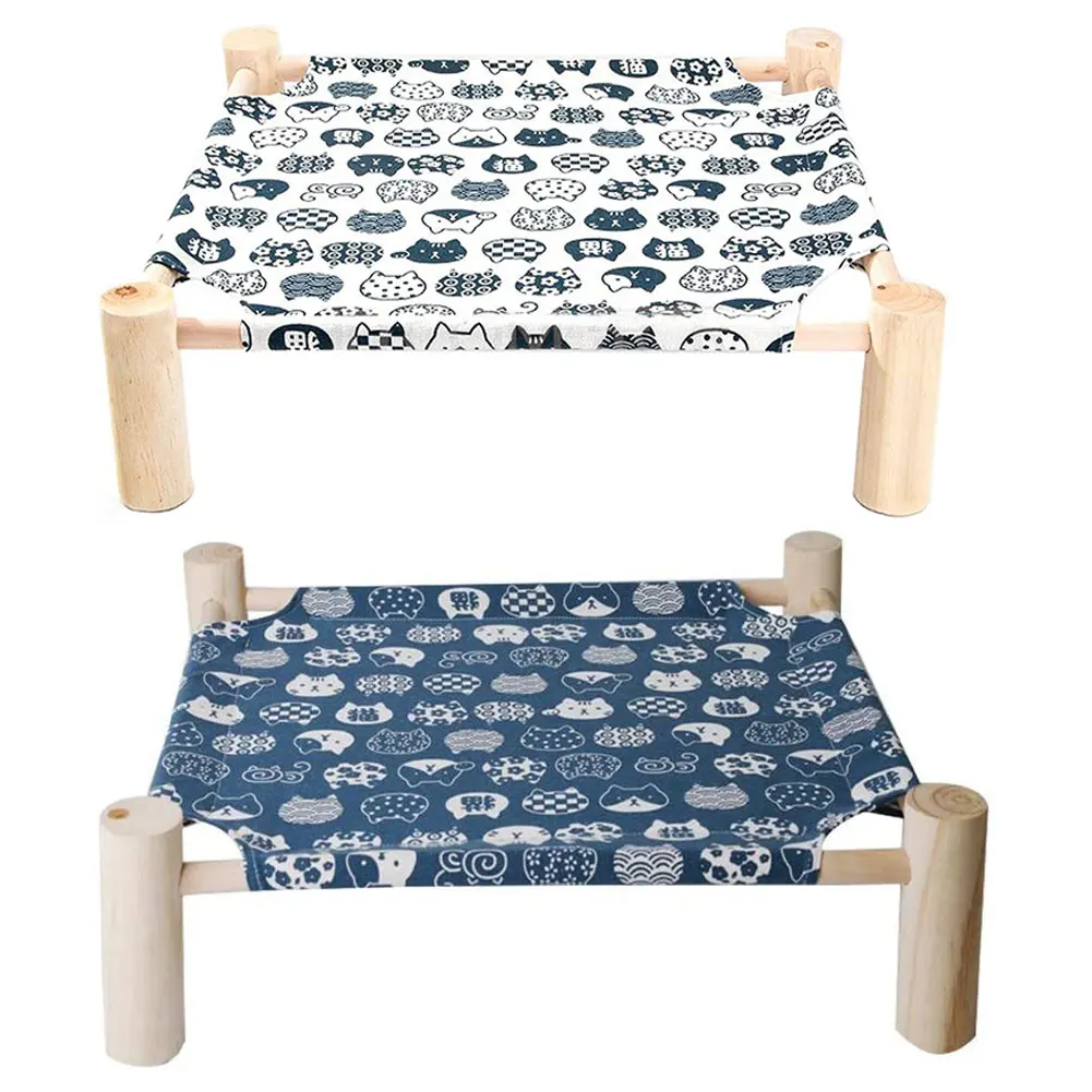 

Pet Bed Lounge Cat Dog Sleep Hammock Portable Wood Frame Raised Soft Bed Pet Deep Sleep Shelf Seat Beds Pet Supplies Cat Mats