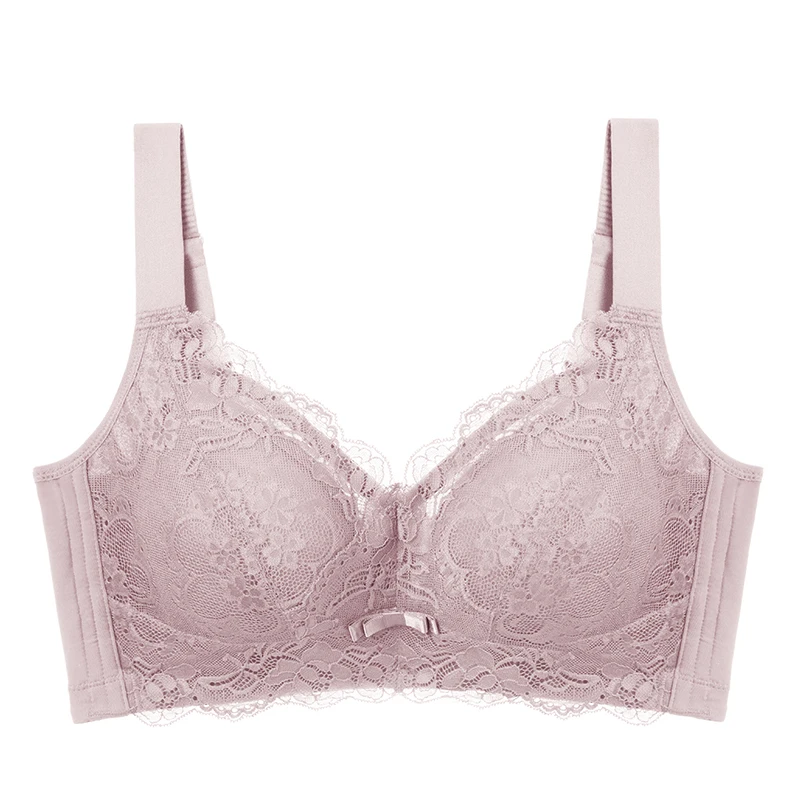 

YueYanni thin and large size underwear sexy lace bra gathered anti-sagging bra without steel ring ladies bra